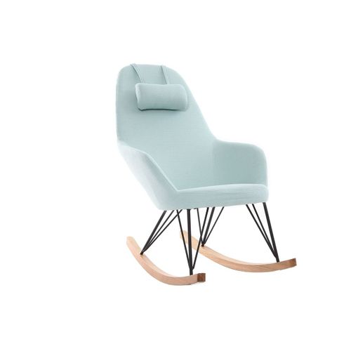Rocking Chair En Tissu Menthe À L'eau Avec Pieds Métal Et Frêne Jhene