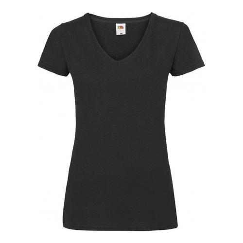 Tee-Shirt Noir Manches Courtes, Col En V Pour Femme. 100% Coton