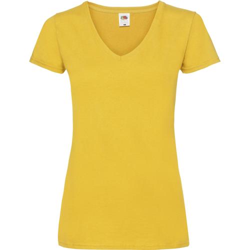 Tee-Shirt Jaune (Sunflower) Manches Courtes, Col En V Pour Femme.100% Coton