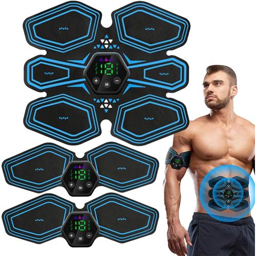 Bleu Stimulateur Musculaire Abdominal,Entraîneur De Muscles Abdominaux, 6 Modes, 19 Niveaux, Avec 10 Coussinets De Gel Gratuits | Stimulateur Musculaire Portatif De Ceinture D'ab, Toner