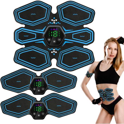 Bleu Stimulateur Musculaire Abdominal, Stimulateur Ab 6 Modes 19 Niveaux Avec 10 Coussinets De Gel Gratuits, Toner Musculaire Abs Flexible, Stimulateur Musculaire Portable Ab Toner Pour Bras