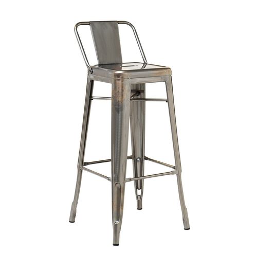 Tabouret Haut Avec Dossier En Acier Brossé (76 Cm) Lix Acier