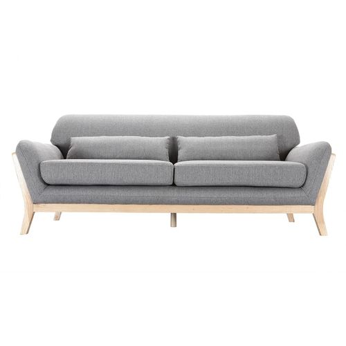 Canapé Scandinave 3 Places Gris Et Bois Clair Yoko