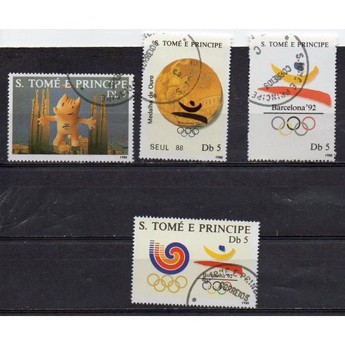 S. Tomé E Principe- Série De 4 Timbres Oblitérés - Jeux Olympiques De Barcelone