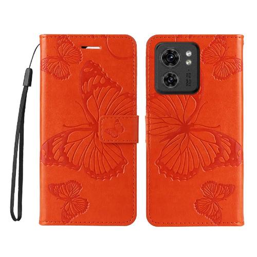 Étui Pour Motorola Moto Edge 40 5g Flip Kickband Avec Support De Fente Pour Carte Cuir Pu Couverture Antichoc Couverture Magnétique - Orange