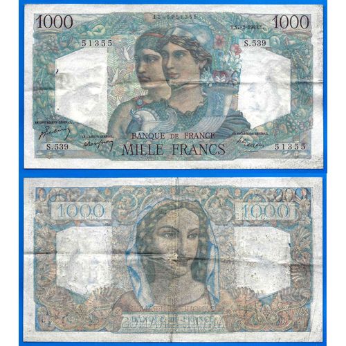 France 1000 Francs 1949 Minerve & Hercule Grand Billet Frcs Frs Frc