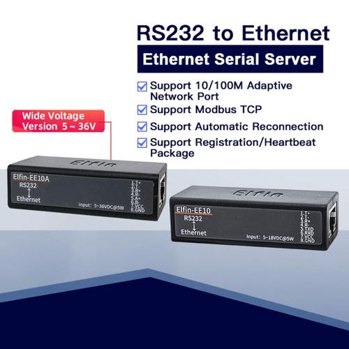 None EE10A Single Server Elfin-EE10A Port série de tension large RS232 vers Ethernet serveur de périphérique série TCP/ip Telnet Modbus protocole TCP