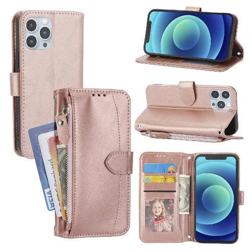 Flip Étui Pour Iphone 11 Pro Max Anti Éraflure Fermeture Magnétique Béquette Titulaire De La Carte Cuir Pu - Couleur Or Rose