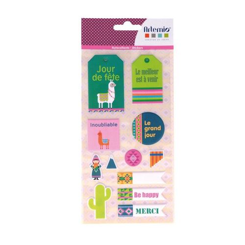 21 Autocollants Puffy Xl 'artemio - Alpaga ' Pour Scrapbooking, Carterie, Décoration...