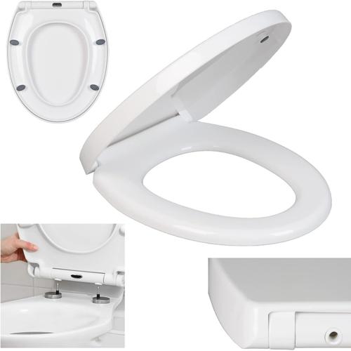 Blanc Abattant de WC avec système d'abaissement automatique, couvercle de toilette avec fonction Quick Release, ne se détache jamais des lunettes, facile à nettoyer ¿ En forme de O blanc