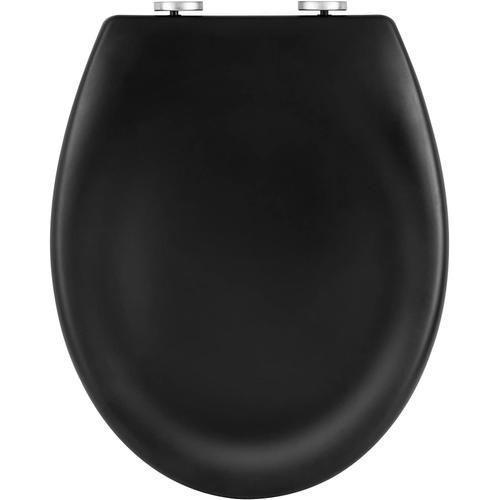 Noir Abattant WC, Couvercle WC Noir Mat, Dégagement Rapide Lunette WC,Siège de Toilette à Fermeture en Douceur pour Couvette O, Montage par le Haut ou le Bas, en Duroplast