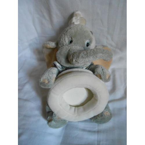 Peluche Dumbo Elephant Disney Cadre Blanc Rond Photo Collerette Tissu 25cm