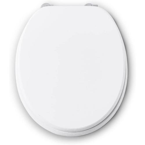 Blanc - Lunette De Toilette White - Abattant Wc Avec Frein De Chute - Wc En Bois Avec Charnières En Acier Inoxydable & Ajustables - Forme Universelle