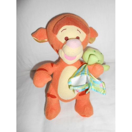 Doudou Peluche Tigrou Grenouille Vert Mouchoir Raye Bleu Vert Rond Rose Fisher Price Disney Grelot Hochet