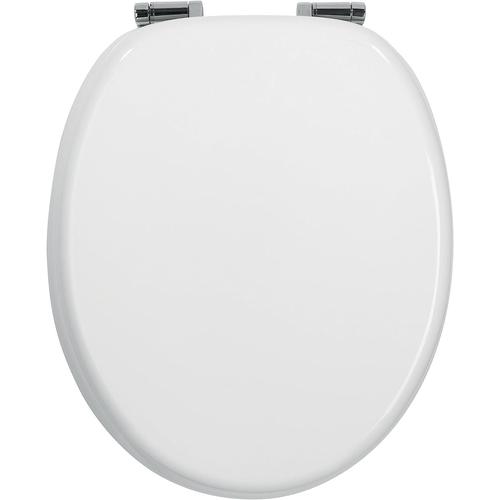 Unique 20719569 Abattant WC Woody Lux en fibre de bois avec frein de chute pour wc en forme U, blanc