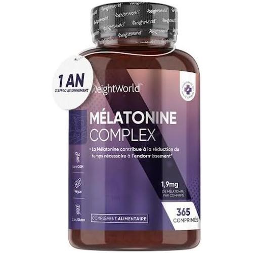 Mélatonine 1,9 Mg - 365 Comprimés Vegan (Pour 1 An) - Magnésium, Vitamine B6, Passiflore Et Camomille - Complément Alimentaire