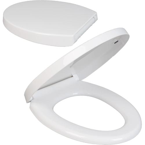 Blanc Lunette WC ovale avec système de fermeture amortie - Fonction de libération rapide - Abattant de toilette hygiénique en matériau antibactérien - Résistant aux rayures - Installation facile -