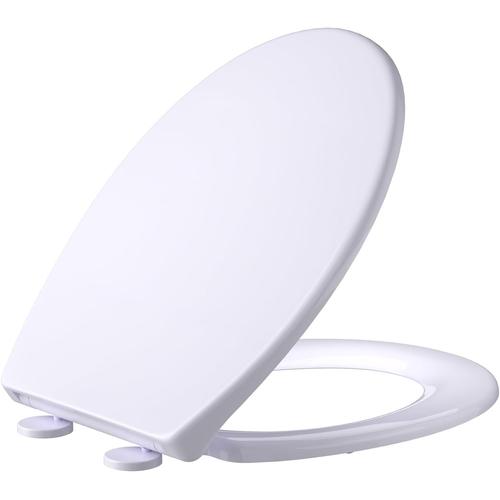 Blanc. Abattant de WC avec système d'abaissement automatique - Ovale - En Duroplast blanc - Avec fonction antibactérienne Quick Release et lunette de toilette Softclose - Montage facile jusqu'à 150 kg