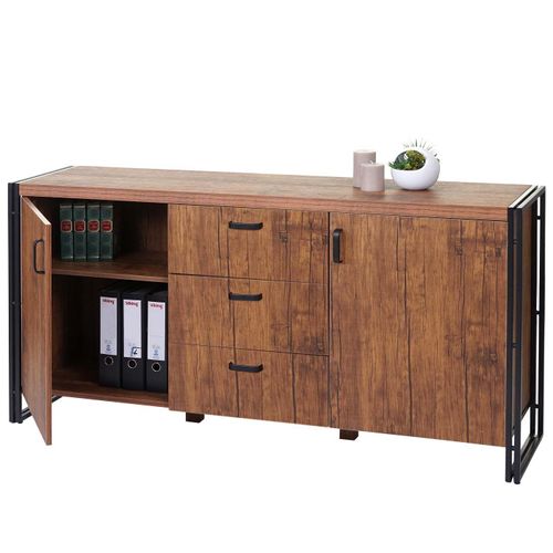 Buffet Hwc-A27, Commode Bahut Armoire 80x160x40cm Structure 3d, Couleur Chêne Sauvage