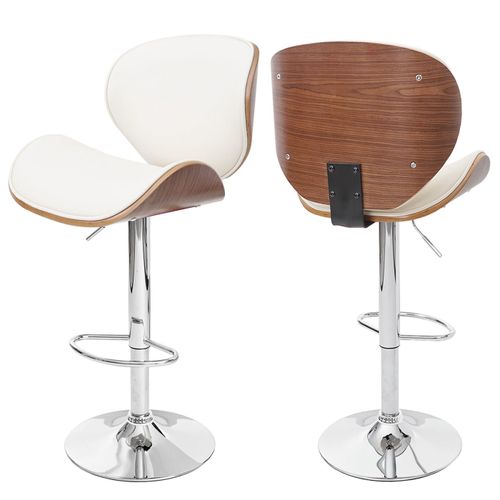 Tabouret Foxrock, Chaise De Bar, Bois Courbé Desgin Rétro   Aspect Noix, Crème