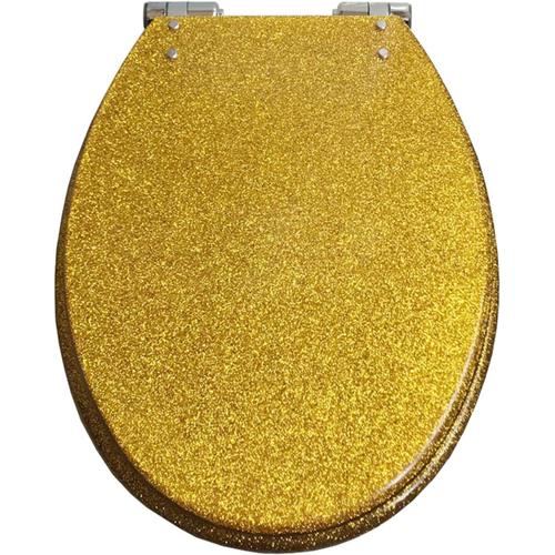 Gold D'or Abattant WC Frein De Chute, Lunette WC 36 * 42Cm, Cuvette Toilette Soft Close, Scintillement Lunette De Toilette, Finition De Haute Qualité, Fixation Facile,d'or