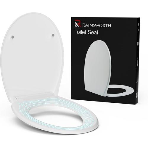 Polypropylène (PP) Abattant WC avec Frein de Chute, Cuvette Toilette avec Forte Capacité de Charge 150 kg, Lunette WC Antibactérien, Lunette de Toilette Amovible, Abattant WC Clipsable Forme O