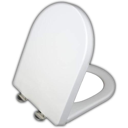 White Abattant WC avec Fermeture en Douceur, Lunette De Toilette Frein De Chute Dégagement Rapide à Un Bouton Et Charnière Réglable Forme De U,White