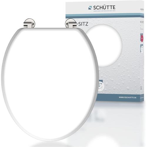 Blanc Schütte White 84000, Abattant Noyau en Bois, Compatible avec la majorité des cuvettes WC, Blanc