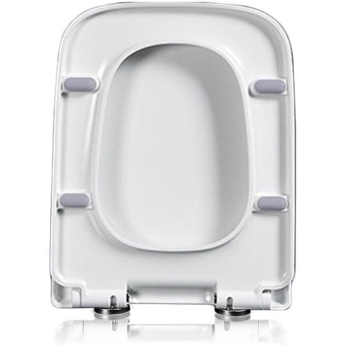 Abattant WC Carré, Abattant WC avec Frein De Chute Lunette De Toilette, Fermeture en Douceur, Dégagement Rapide, Siège De Toilette Rectangulaire, Antibactérien, Blanc,04a