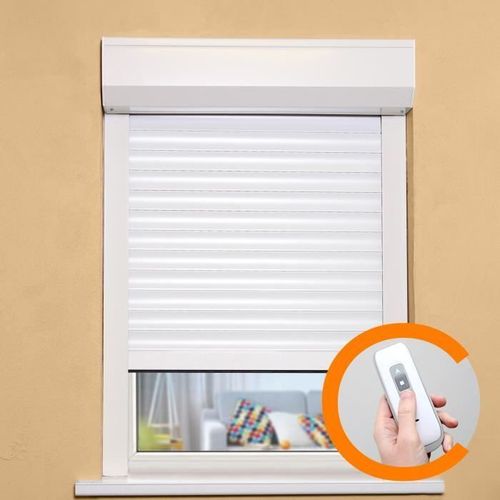 FRANCE COMBI Volet roulant aluminium - H 1,4 x L 1,5 m - Manoeuvre électrique radio - Blanc