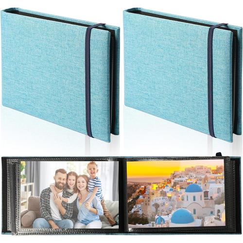 2 Pack Album Photo Lin En Tissu Pour Photos Format 10x15, Petit Album Photo10x15, Petits Albums Photo À Pochettes, Pages Noires, Chaque Album Avec 100 Pochette, Pour Famille Mariage Anniversaire