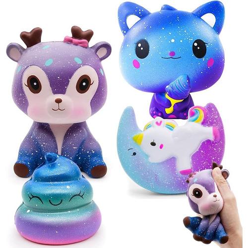 Squishy Jouet 4 Pièces, Kawaii Soft Squishy Jouet, Slow Rising Parfumé Squeeze, Anti Stress Squishy Pour Les Enfants Et Les Adultes