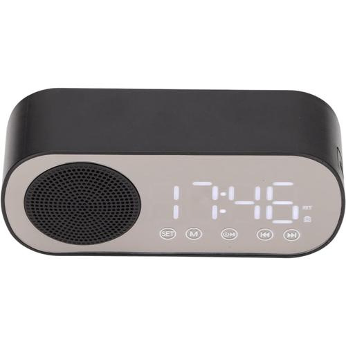 Haut-Parleur Portable, Radio-réveil, Réveil Numérique Portable avec Haut-Parleur BT, Haut-Parleur LED pour Lire, Cuisiner, Monter à Cheval, Horloge Numérique/Double Réveil/Radio FM