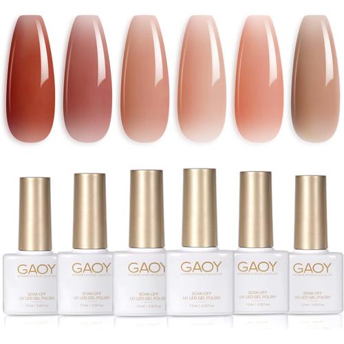 Icy Jelly Lot De 6 Vernis À Ongles Gel De Couleur Rouge Rose Nude Kit De Vernis À Ongles Uv Led Soak Off Pour Maison Manucure Salon De Manucure 