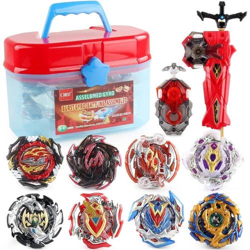 Toupie Spinners Burst Avec Lanceur Et Valise De Transport, B-197, B-113,B-184, 8 Pièces De Spinners De Combat Gyroscopiques Turbo En Métal Et 2 Lanceurs, Jouets Cadeaux Pour Enfants