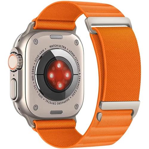 Bracelet En Alpine Loop Compatible Avec Apple Watch Ultra 2 49/45/44/42mm, Bracelet De Remplacement Compatible Avec Iwatch Series 9/8/7/6/5/4/3/2/1/Se (49/45/44/42mm, Orange)