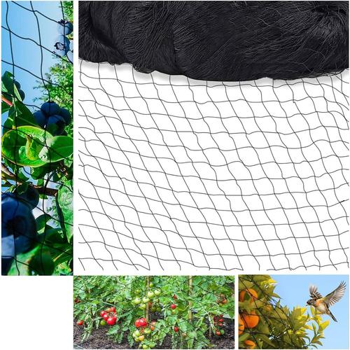 15m X 15m Filet Anti Oiseaux, Filet Protection Oiseaux Noir, Filet Poules, Filet Voliere, Filet Poulailler RéUtilisabl (Mailles De 5 X 5 cm de Grands Trous) (15 × 15m)