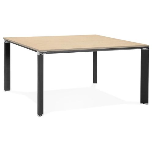 Table De Réunion / Bureau Bench 'xline Square' En Bois Finition Naturelle Et Métal Noir - 140x140 Cm