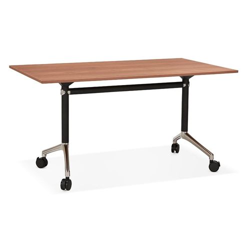 Bureau Pliable 'flexo' Sur Roulettes En Bois Finition Noyer - 140x70 Cm