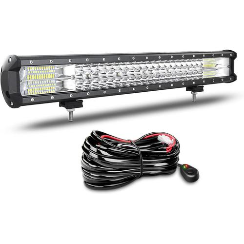 Blanche 58cm 23'' 324w Barre Led Con Faisceau De Cablage Rampe Led 12v 24v Étanche Bar A Led Feux Phare De Travail Led Projecteur Led Pour 4x4 Voiture Tracteur Camion Quad Véhicule Bateau