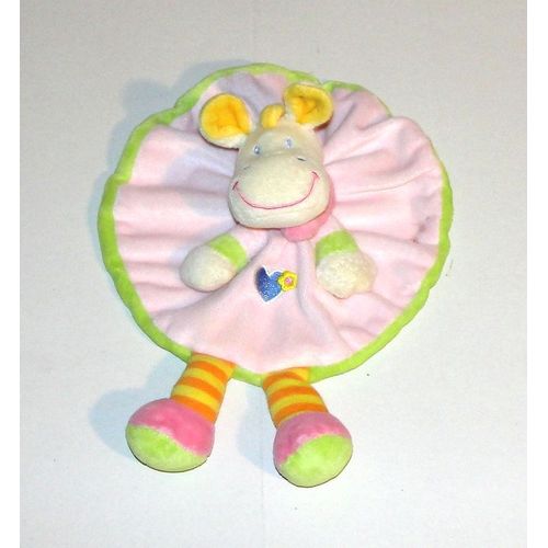 Doudou Poney Rose Vert Sidj Peluche Cheval Coeur Bleu