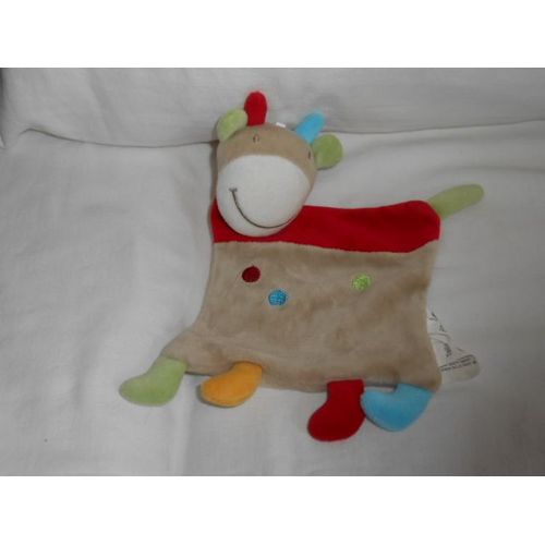 Vache Doudou Plat Marron Blanc Rouge Bleu Vert Jaune Siplec Mots D'enfants À Pois Leclerc