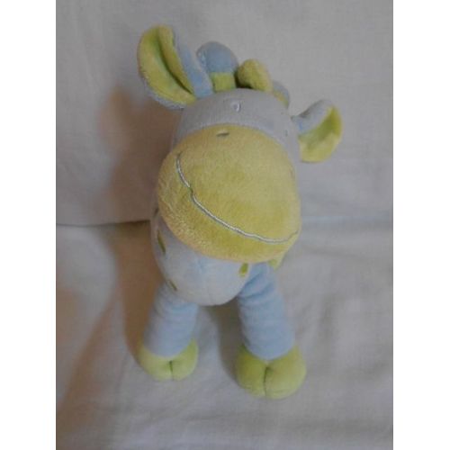Doudou Girafe Vert Bleu Triangle Mots D'enfants Siplec Leclerc 4 Pattes Coeur Brode