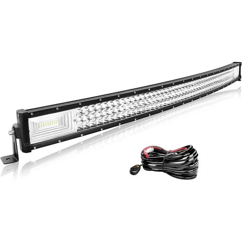 Blanche Barre Led Incurvé 107cm 42'' 540w Con Cablage Rampe Led Spot Et Flood Bar A Led 12v 24v Étanche Projecteur Led Longue Portée Feux Phare De Travail Led Pour 4x4 Voiture Camion Tracteur Bateau