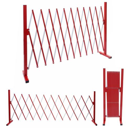 Grillage Hwc-B34, Grille Protectrice Télescopique, Aluminium Rouge/Blanc   Hauteur 103cm, Largeur 37-300cm