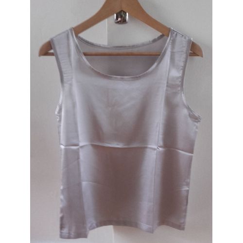 Haut/Top/Débardeur Style Soie, Gris Clair, M, Neuf