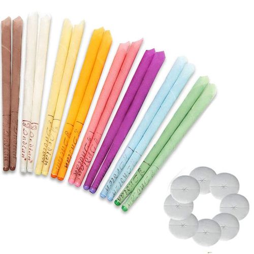 Lot De 16 Bougies Auriculaires En Cire D¿Abeille Naturelle, Bougies Biologiques En Forme Conique Creuse, Avec 8 Disques De Protection