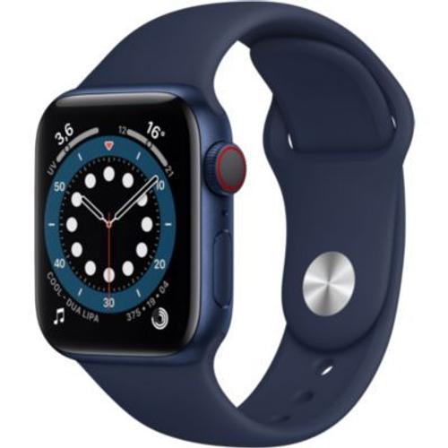Apple Watch Series 6 (Gps + Cellular) - Boitier 40 Mm Aluminium Bleu Avec Bracelet Sport Bleu Marine