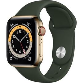 Apple Watch Series 6 (Gps + Cellular) - Boitier 40 Mm Acier Or Avec Bracelet Sport Vert De Chypre