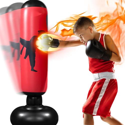 Rouge Sac De Frappe Enfant, Punching Ball Enfants, Sac De Boxe Gonflable Pour Enfants, Fitness De Boxe Target Sac, Cadeau Pour Garçons Et Les Filles 5 À 12 Ans, Pour La Pratique Du Karate